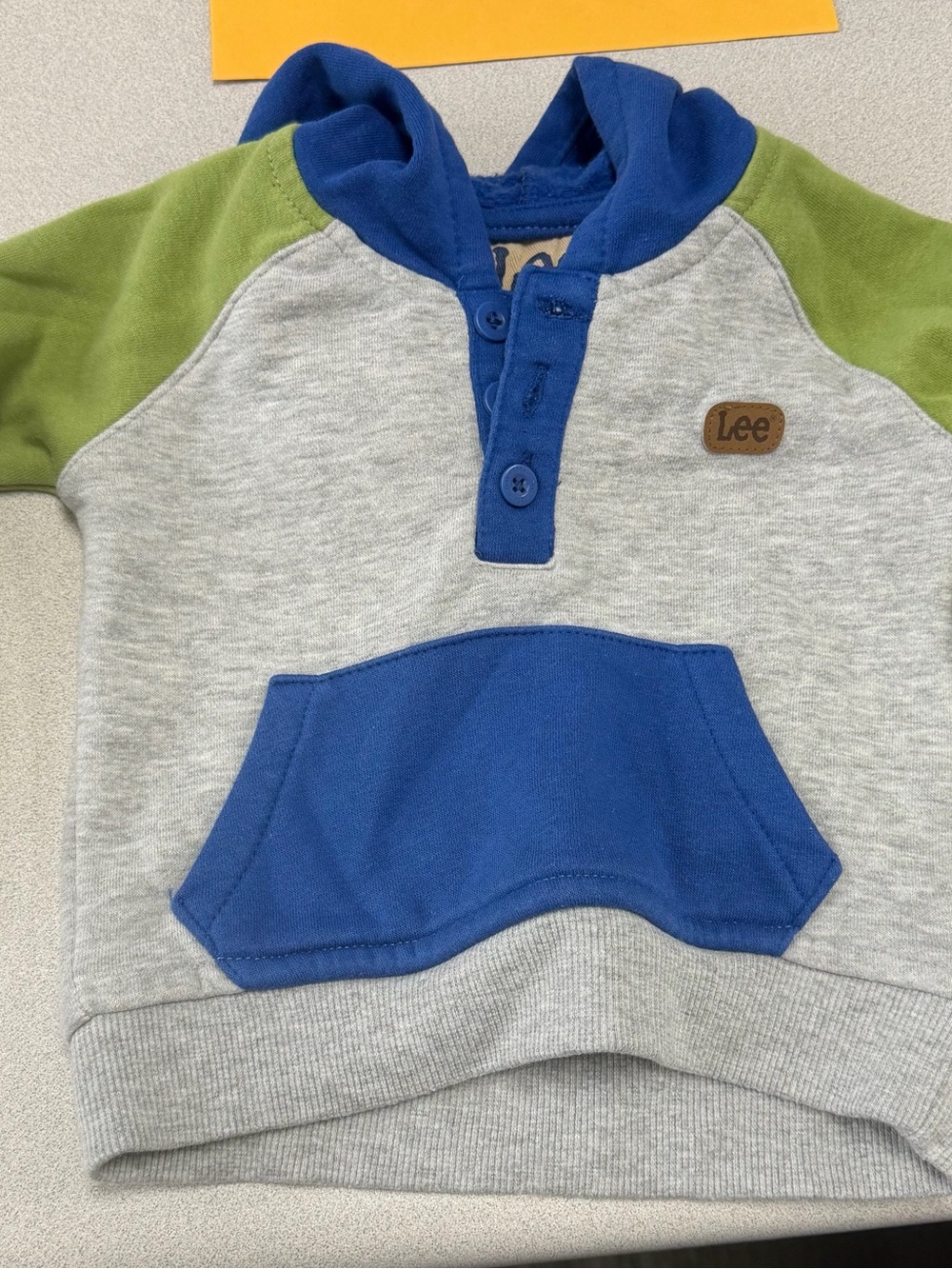 Lee Kids Hooded Pullover Sweatshirt in Gray, Blue & Green